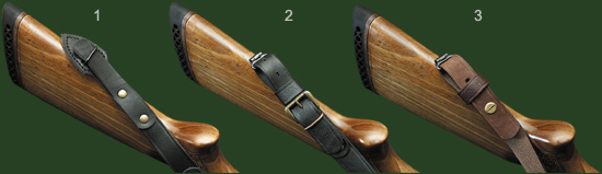 Types of belt fixtures (1 - screw fastening, 2 - buckle fastening, 3 - leather fastening)